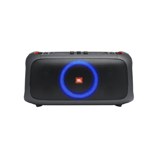 JBL PartyBox On-The-Go - Black - Portable party speaker with built-in lights and wireless mic - Front